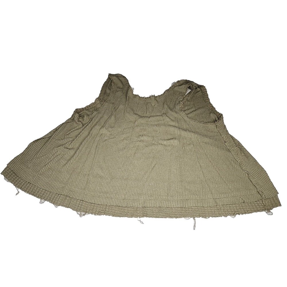 Free People We The Free Cropped Distressed Tank Top Olive Color Womens XS
